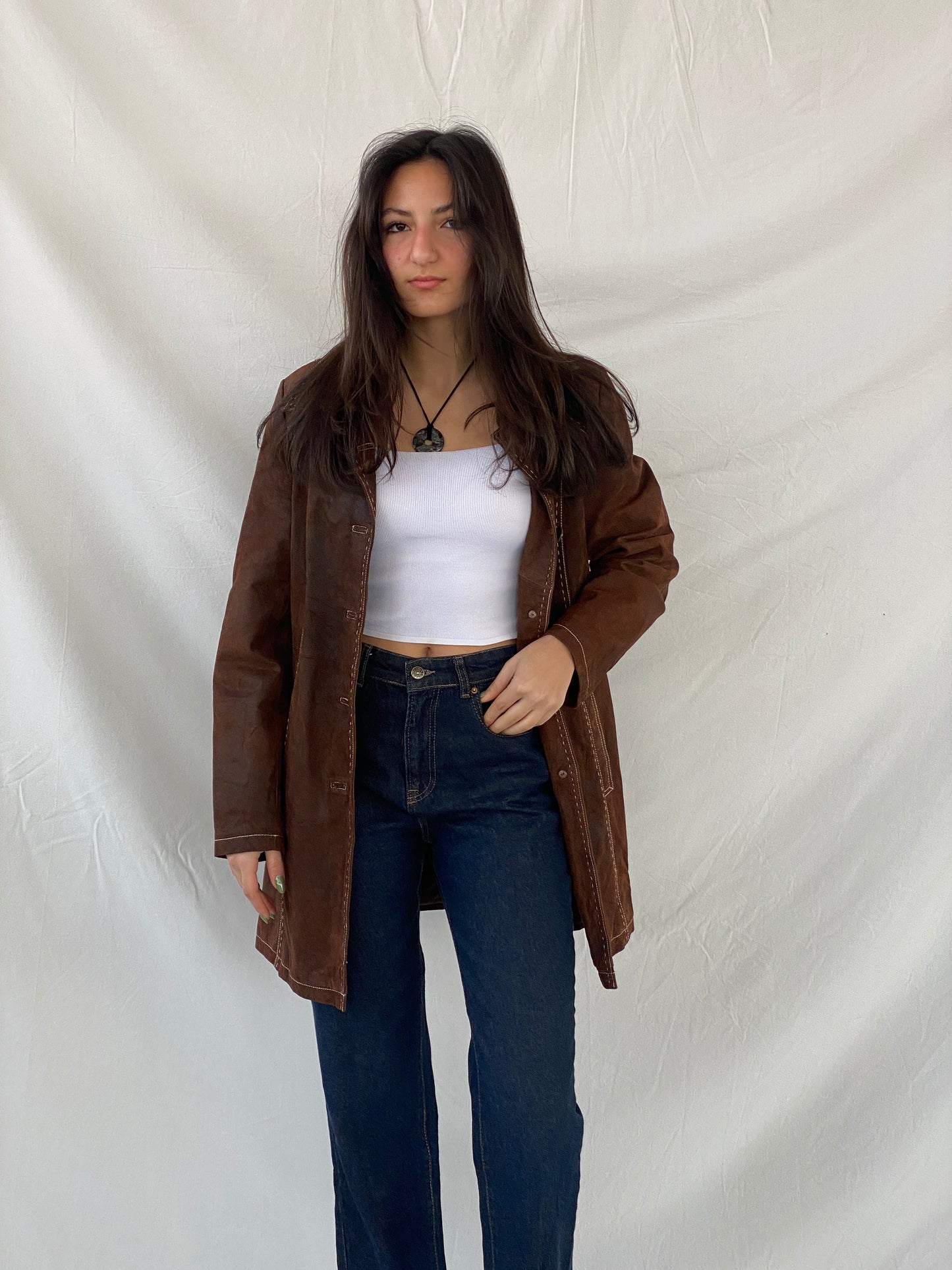 Vintage Soho New York Brown Genuine Suede Women’s Coat - L