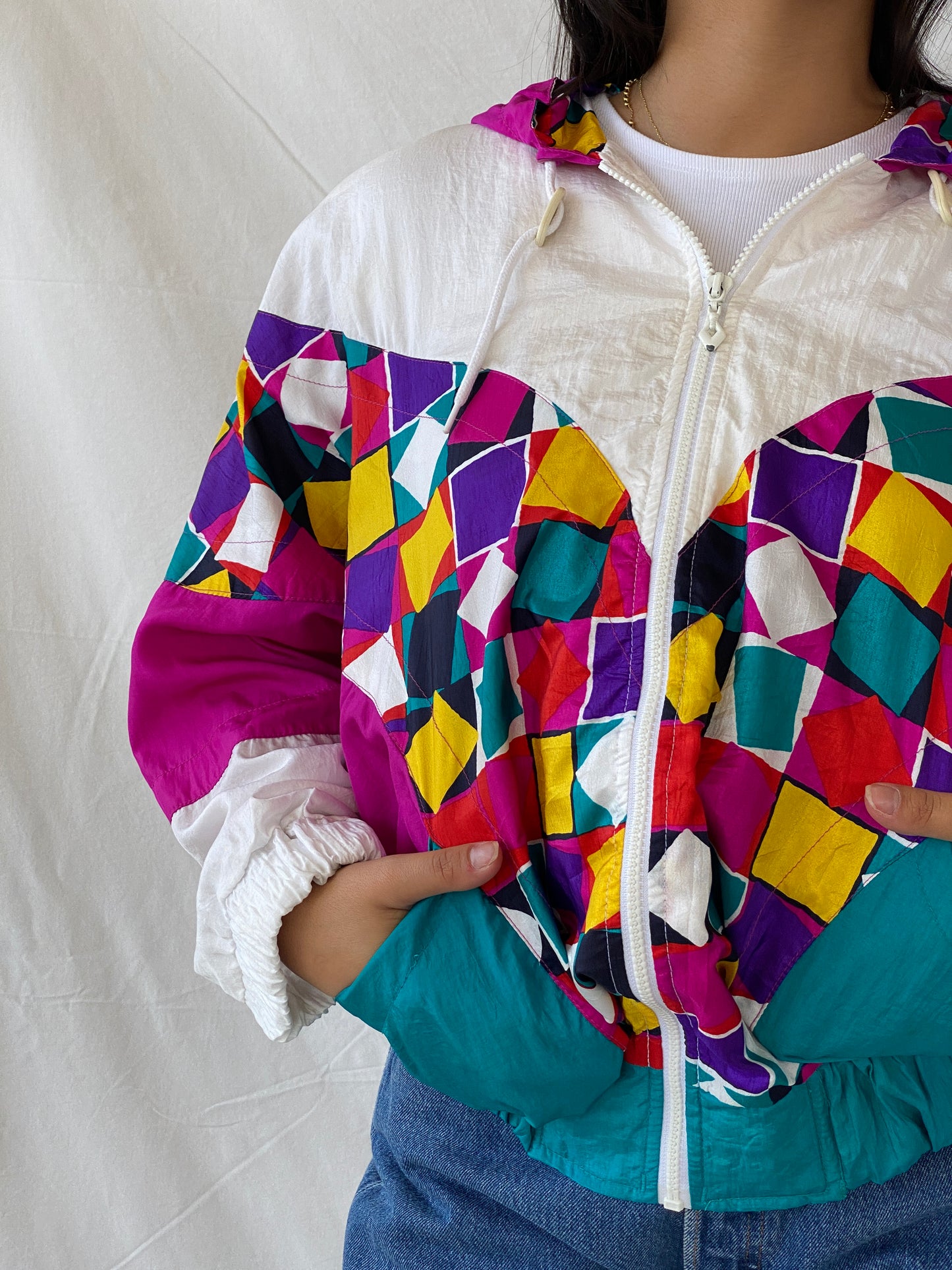 Vintage 90s Lavon Multicolored Windbreaker Jacket - S