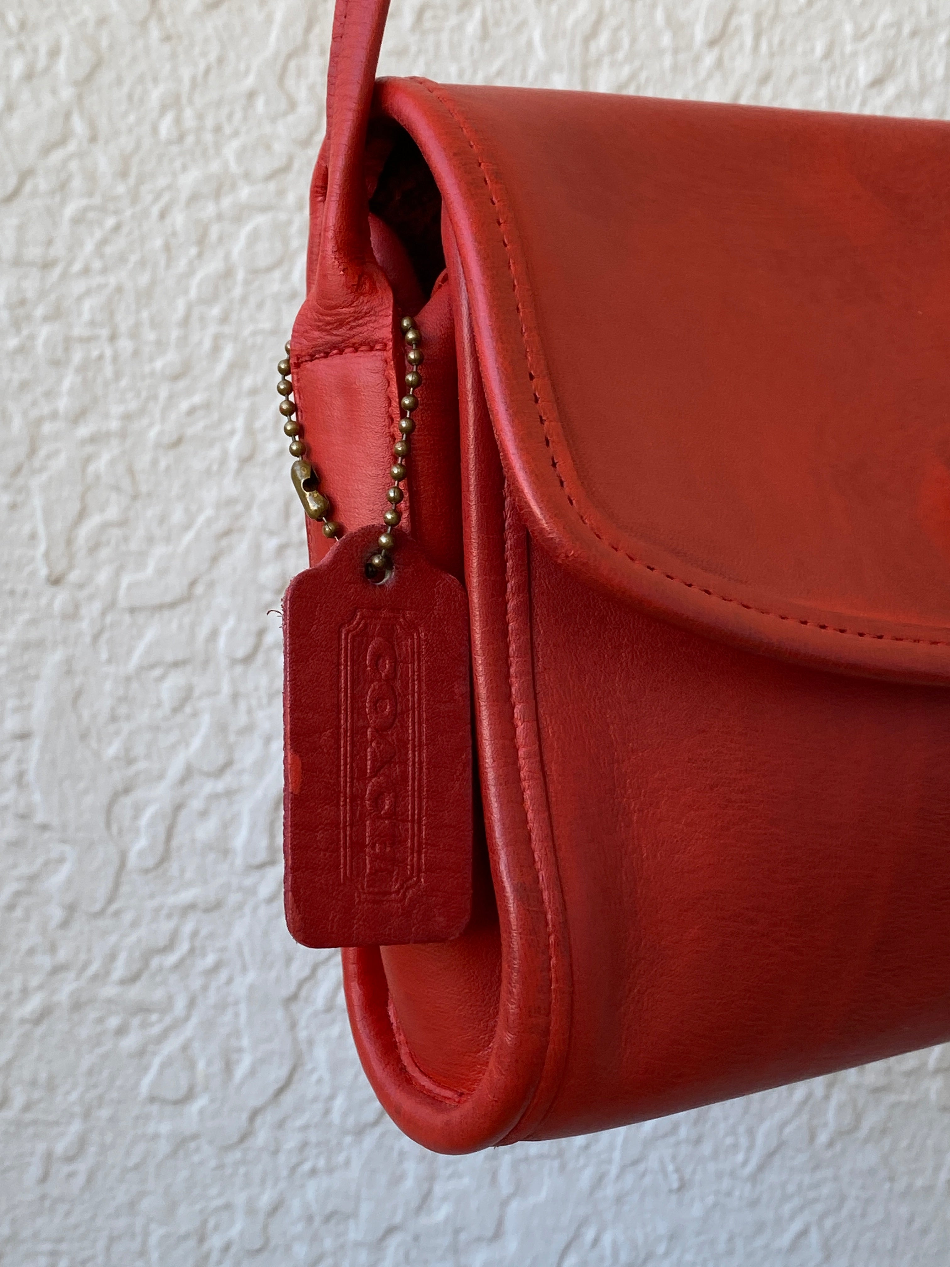 Vintage Classic Coach Chrystie Flap Red Leather Cross Body Bag