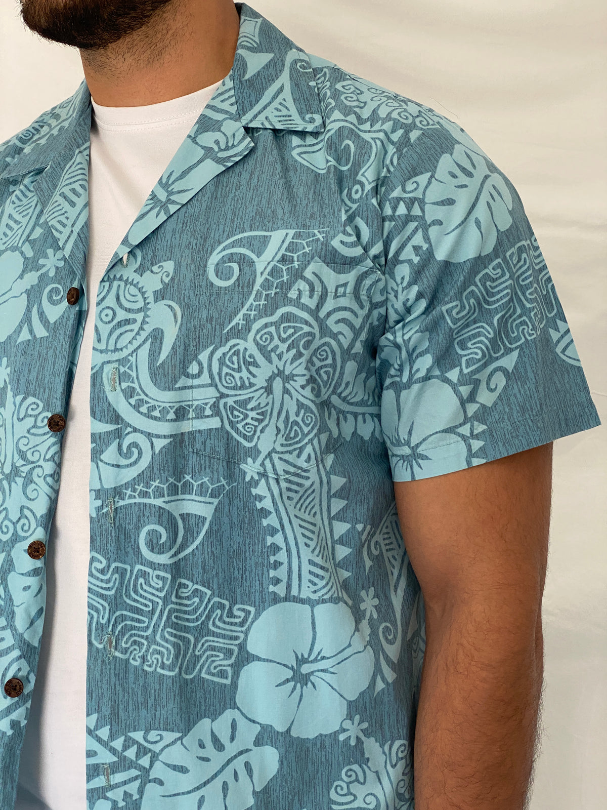 Vintage RJC Hawaiian Blue Cotton Aloha Tropical Tribal Camp Shirt – L Vintage RJC Hawaiian Blue Cotton Aloha Tropical Tribal Camp Shirt – L
