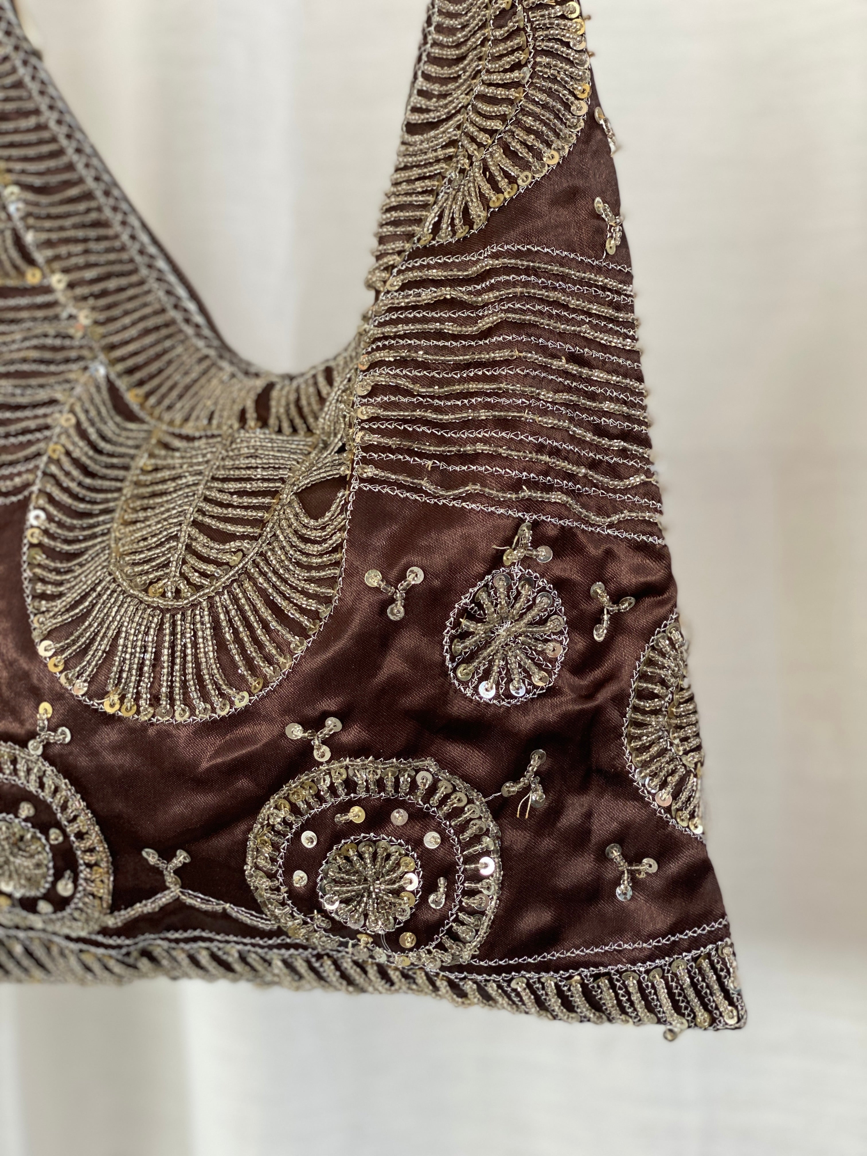 Y2K Aldo Brown Sequin Sparkle Beaded Hobo Party Bag