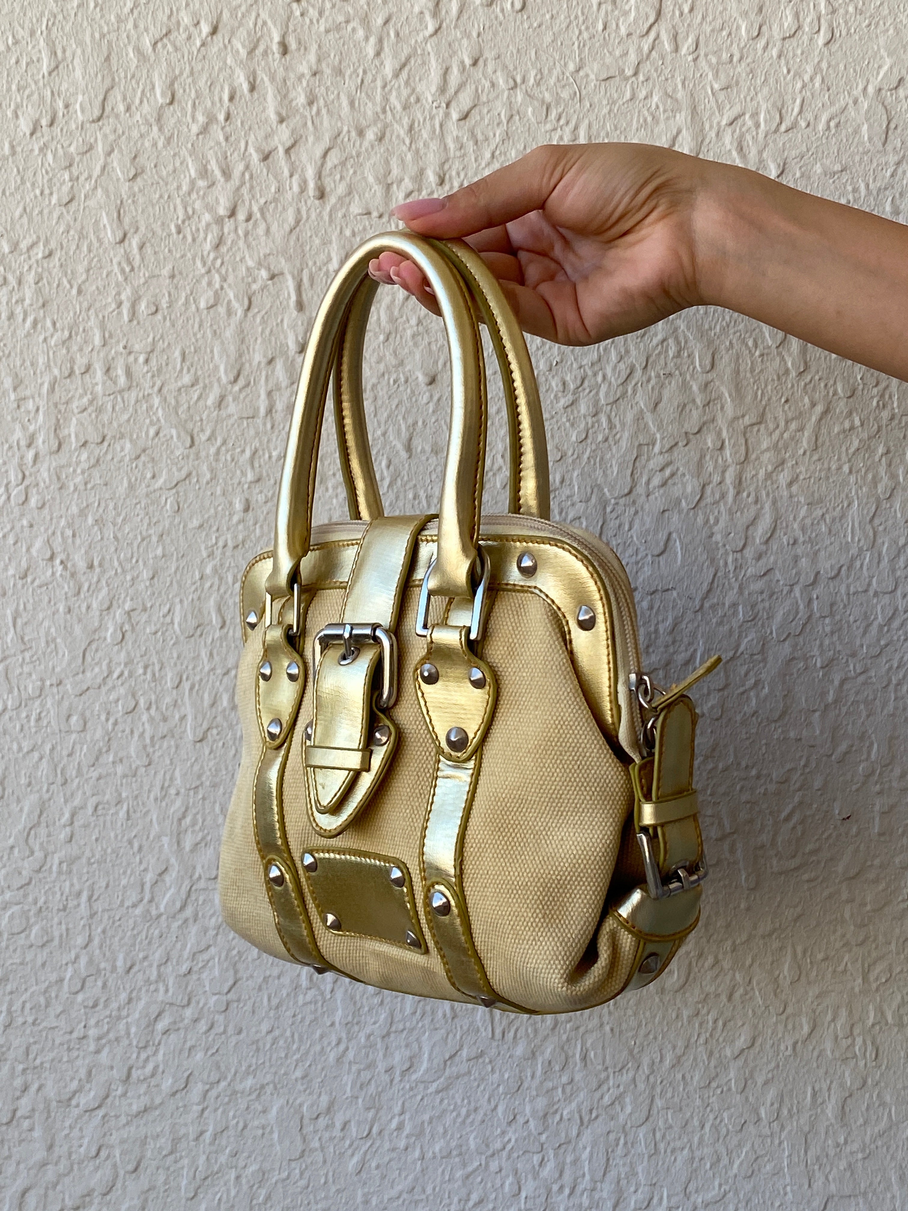 Vintage Metallic Gold Prada Dupe Women’s Mini Handbag