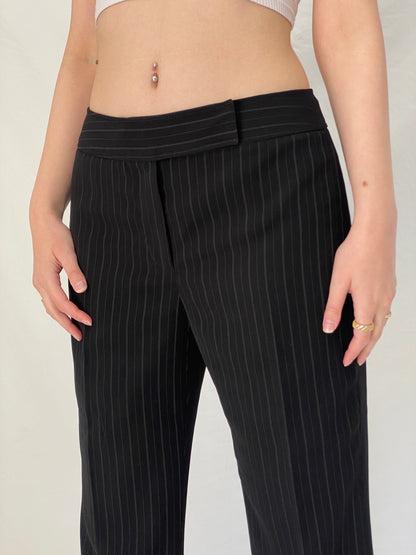 Vintage Tahari Arthur S. Levine Black Pinstripe Office Core Power Suit Tailored Blazer & Pants - M