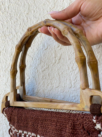 Vintage Crochet Wooden Handle Beach Handbag - Balagan Vintage Handbags 00s, bag, handbag, NEW IN, shoulder bag