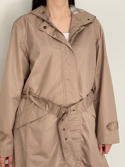 Vintage Cecilia Classics Beige Hooded Belted Trench Coat – L