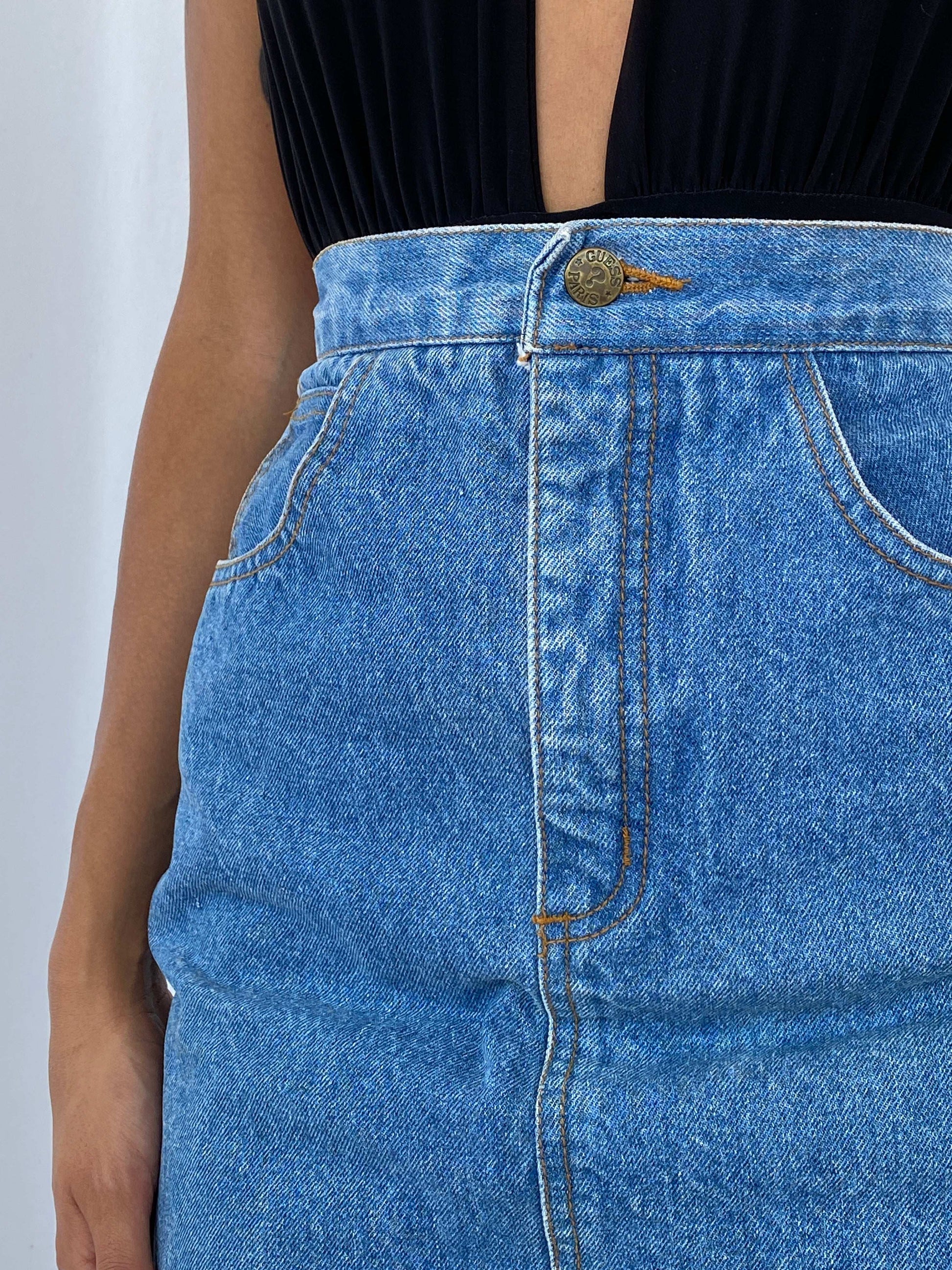 Vintage 80s/90s Guess Paris Denim Skirt - Balagan Vintage Mini Skirt 90s, mini denim skirt, mini skirt, NEW IN, summer, Tojan