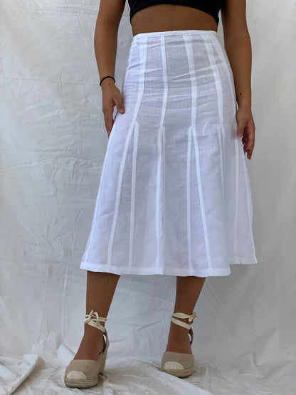 Cutest Everyday Midi A-Line Linen White Skirt - S