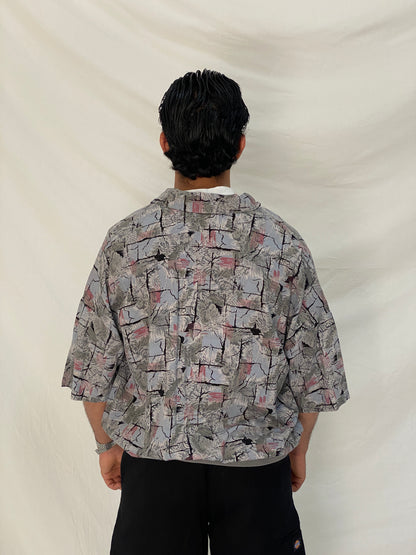 Vintage 90s Triumph of California Abstract Print Button-Up Shirt – XL