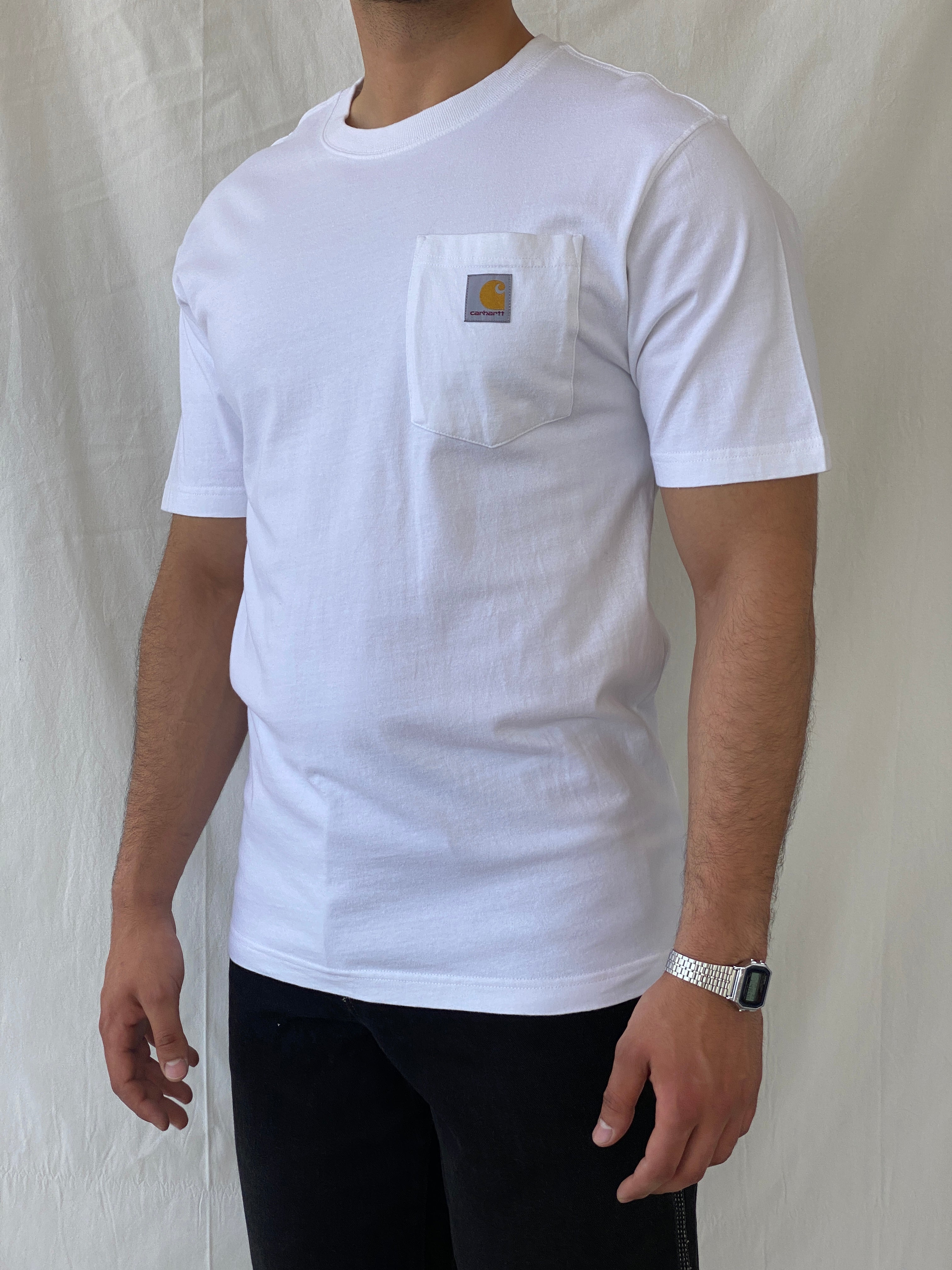 Carhartt WIP Pocket Men’s Loose Fit White Cotton T-shirt - S