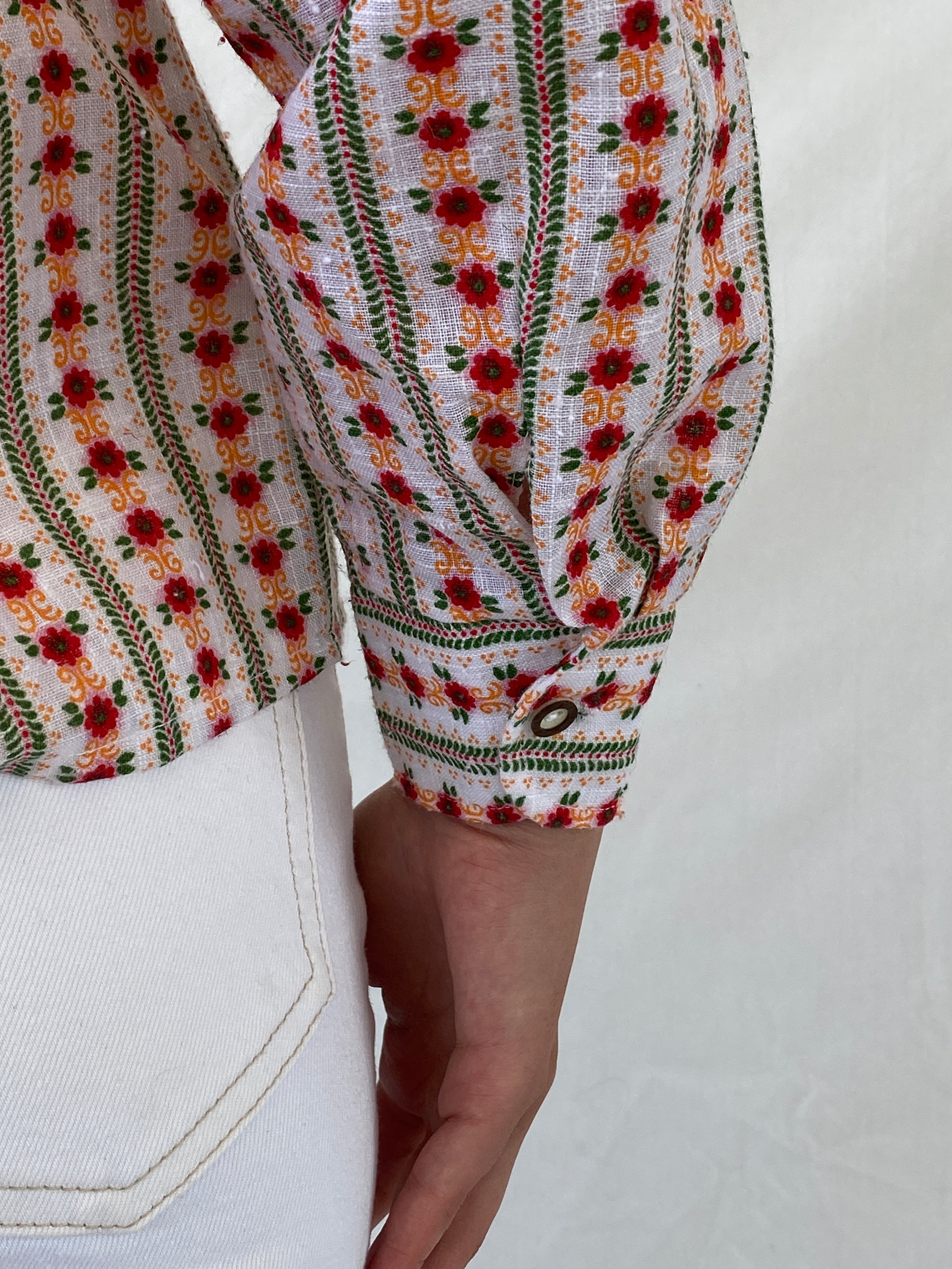 Vintage Lanz Salzburger Floral Button Up Full Sleeve Shirt - XL