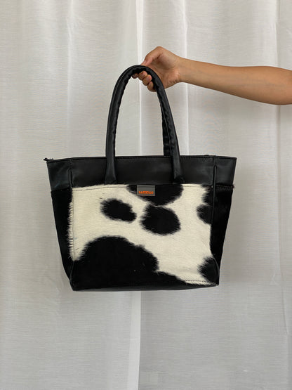 Y2K Woow Cow Pattern Plush Tote Bag