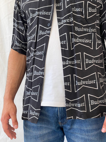 Budweiser Black Men’s Short Sleeve Rayon Shirt - L