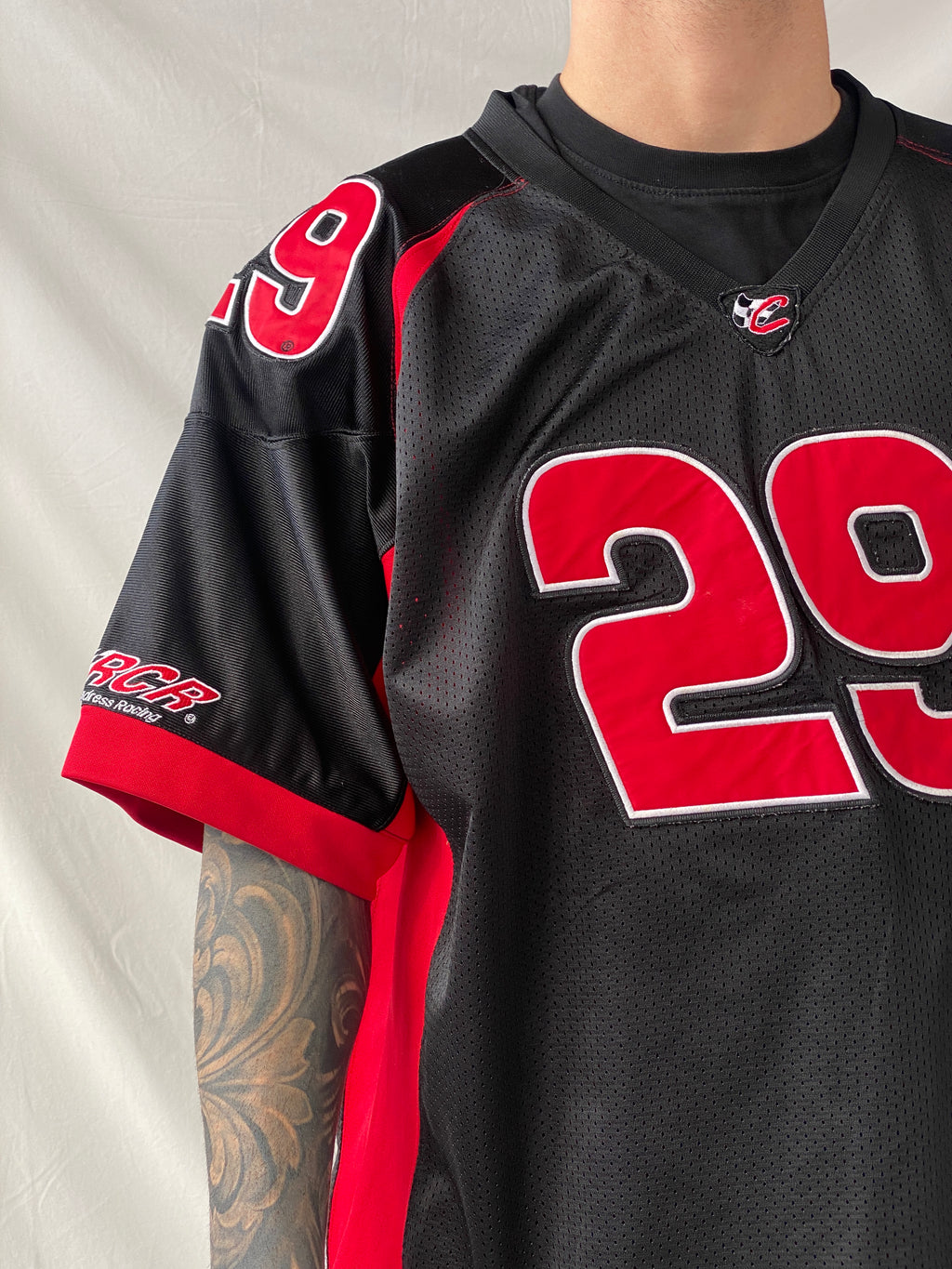 قميص سباق كيفن هارفيك #29 أسود بأكمام قصيرة من Vintage Chase Authentics NASCAR - مقاس XL