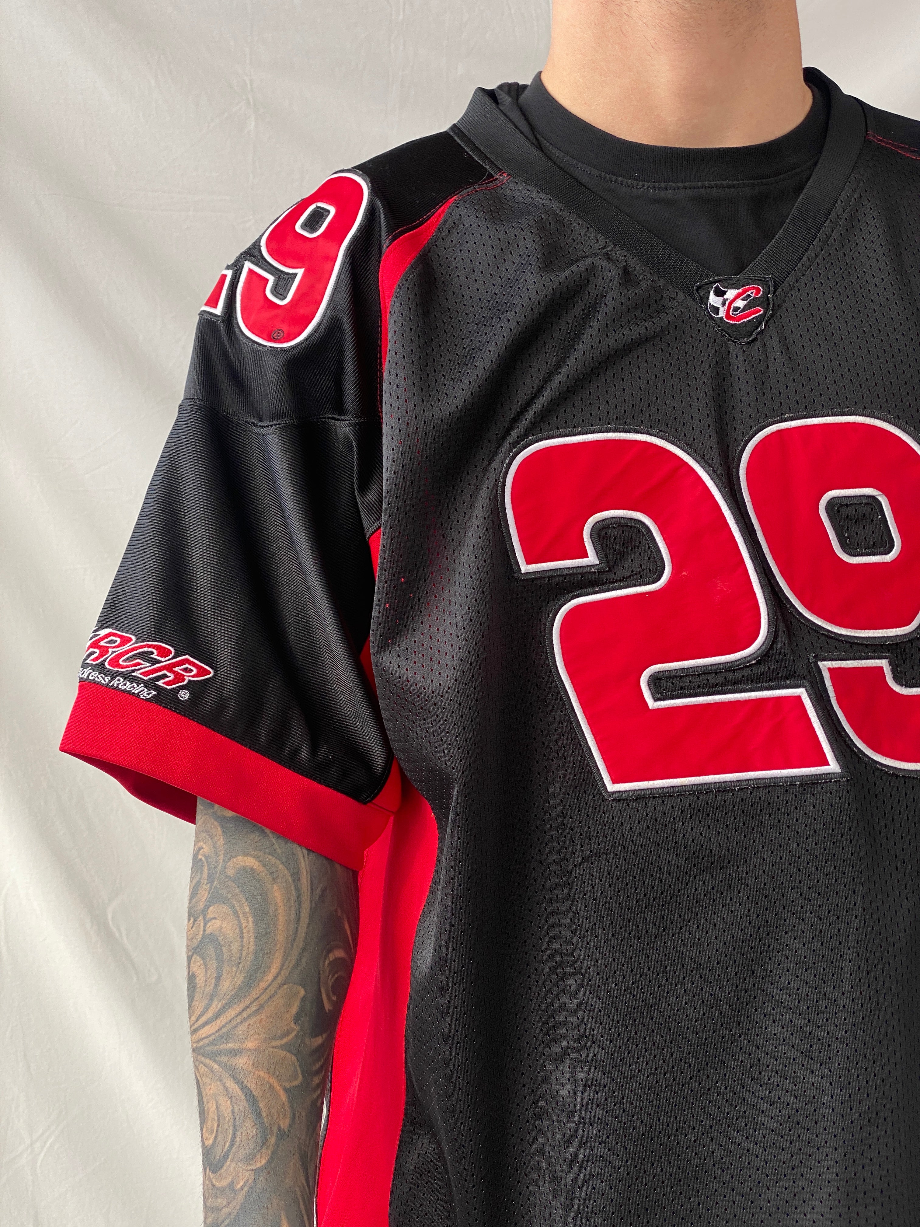 قميص سباق كيفن هارفيك #29 أسود بأكمام قصيرة من Vintage Chase Authentics NASCAR - مقاس XL