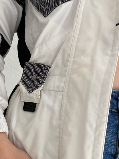 Vintage 90s Rodeo Colorblock Ski Jacket Retro White Black Red Windbreaker - S