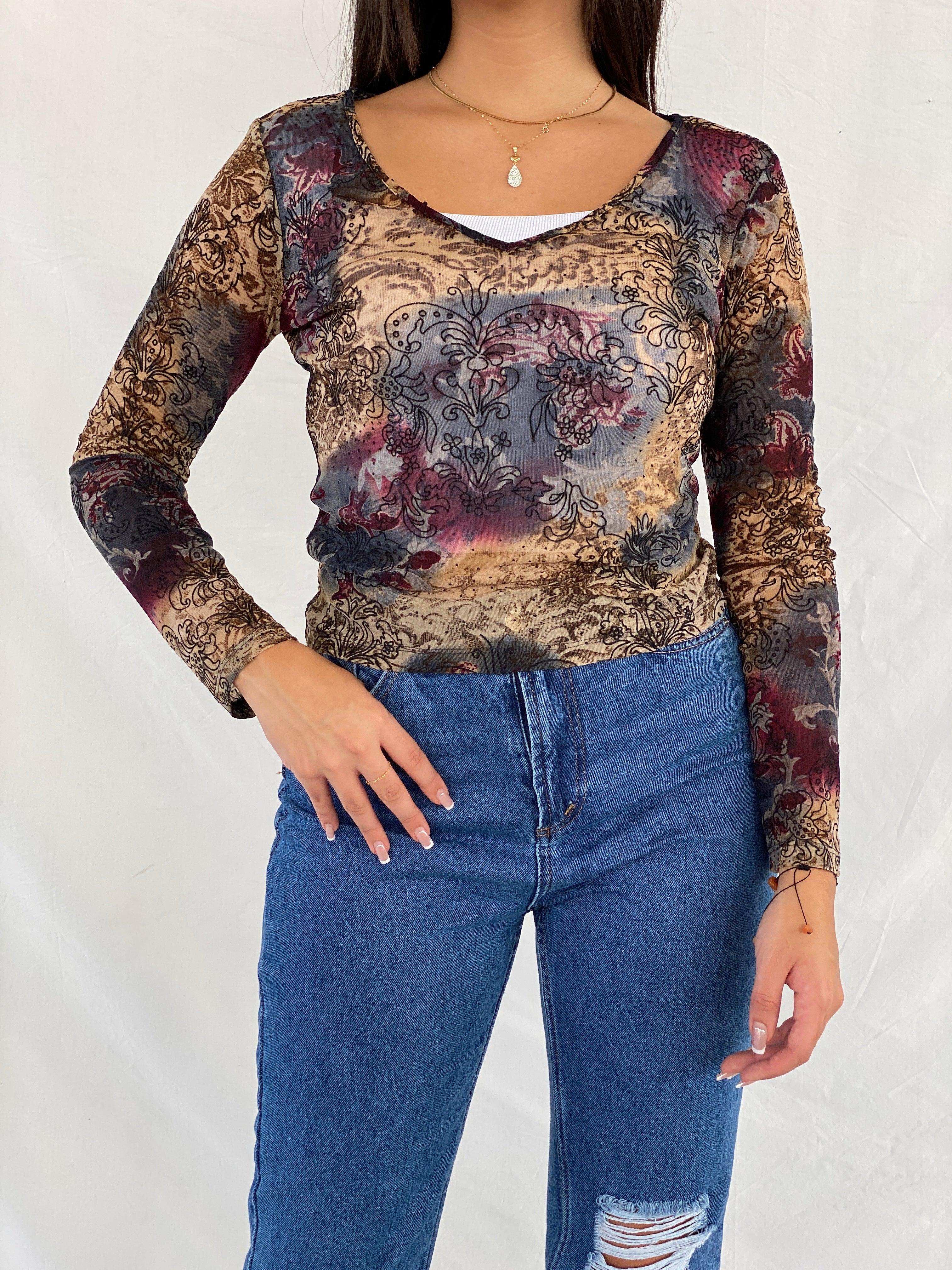 Y2K Wallis Full Sleeve Mesh Top - Balagan Vintage Full Sleeve Top 00s, 90s, consignment, full sleeve top, Isabella, NEW IN, Rama, sheer