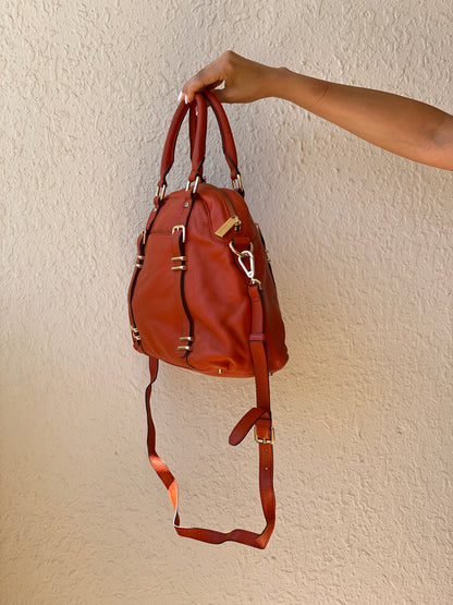 Vintage Danier Cognac Genuine Leather Convertible Satchel Crossbody Bag