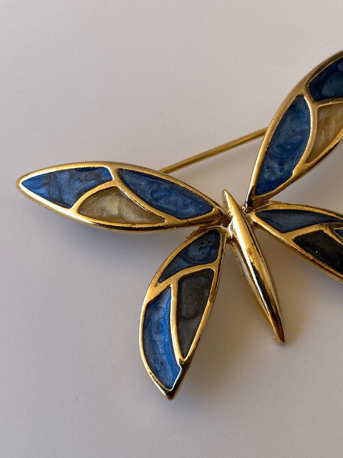 Vintage Blue Enamel Butterfly Brooch Gold Tone Statement Pin Vintage Blue Enamel Butterfly Brooch Gold Tone Statement Pin