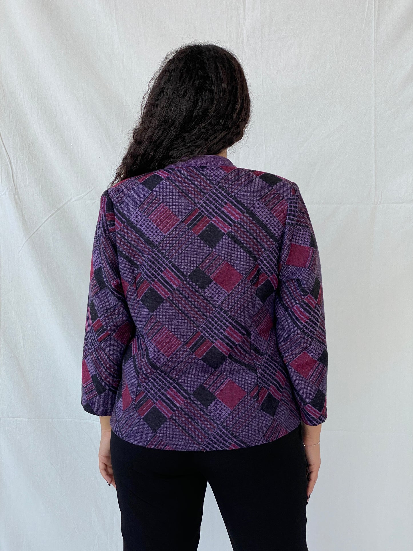 Vintage Ing Ming Purple Crew Neck Cardigan - XL