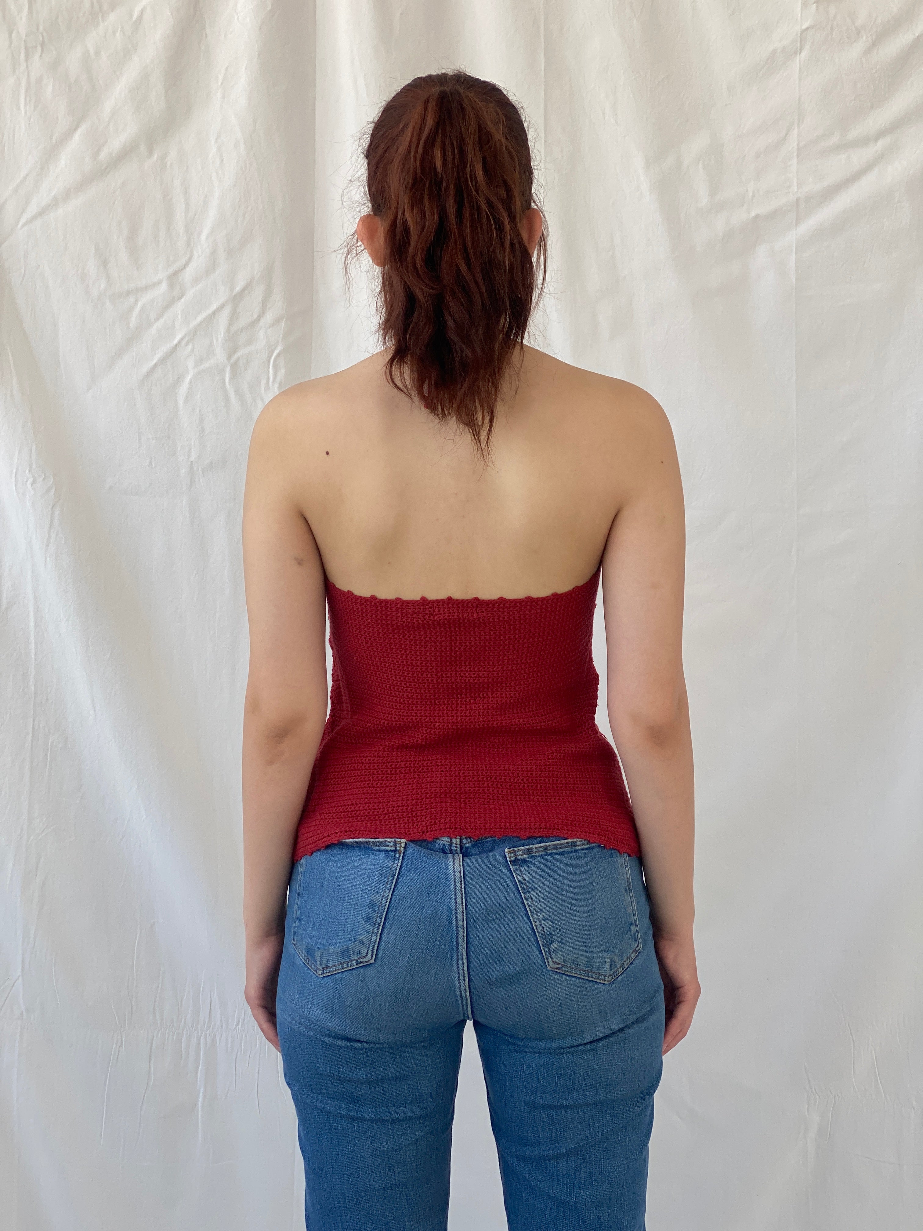 Wet Seal Red Knitted Halter Top - S