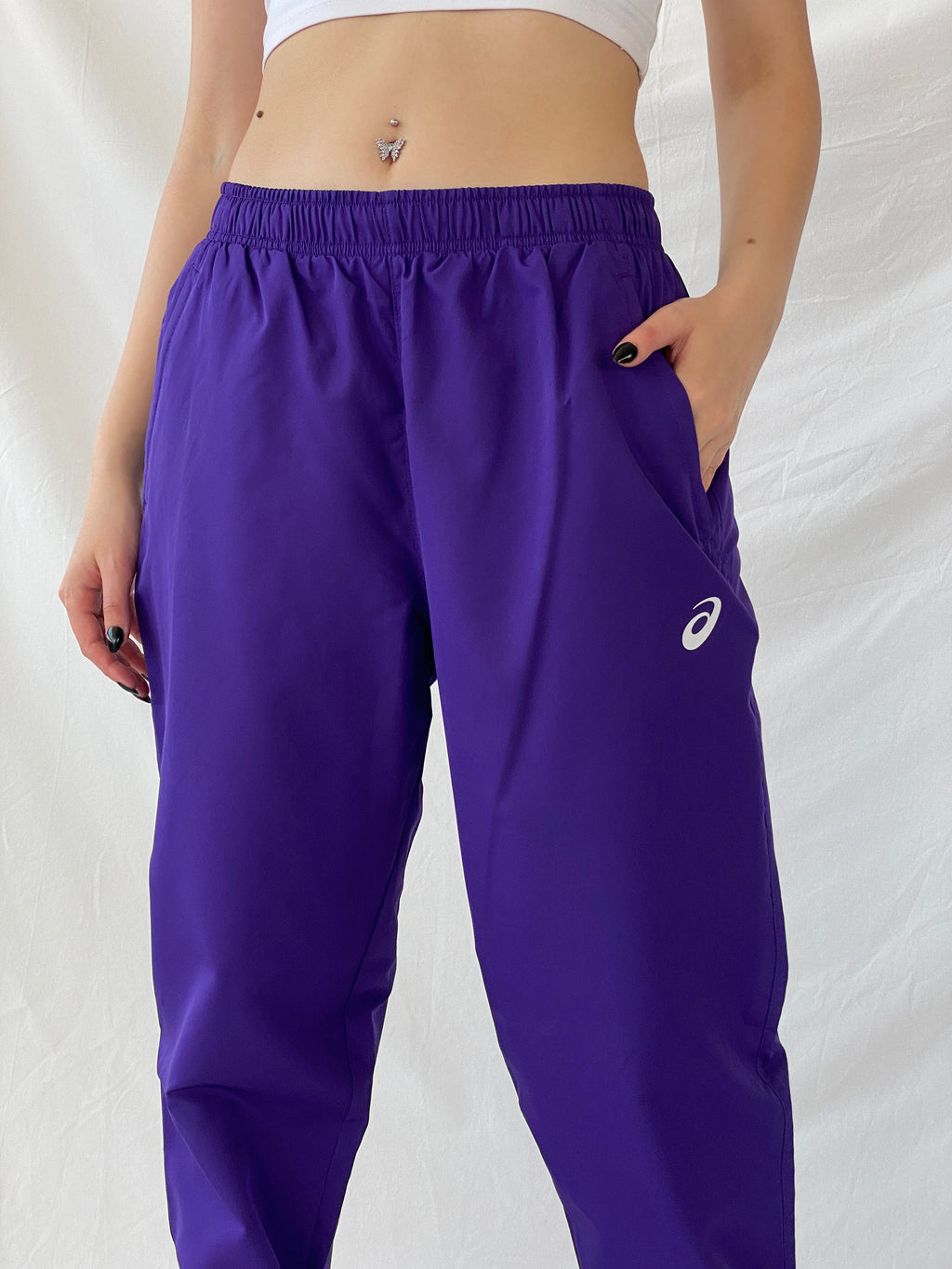 بنطال رياضي نسائي من Asics Purple Windbreaker Sports Wear - مقاس كبير