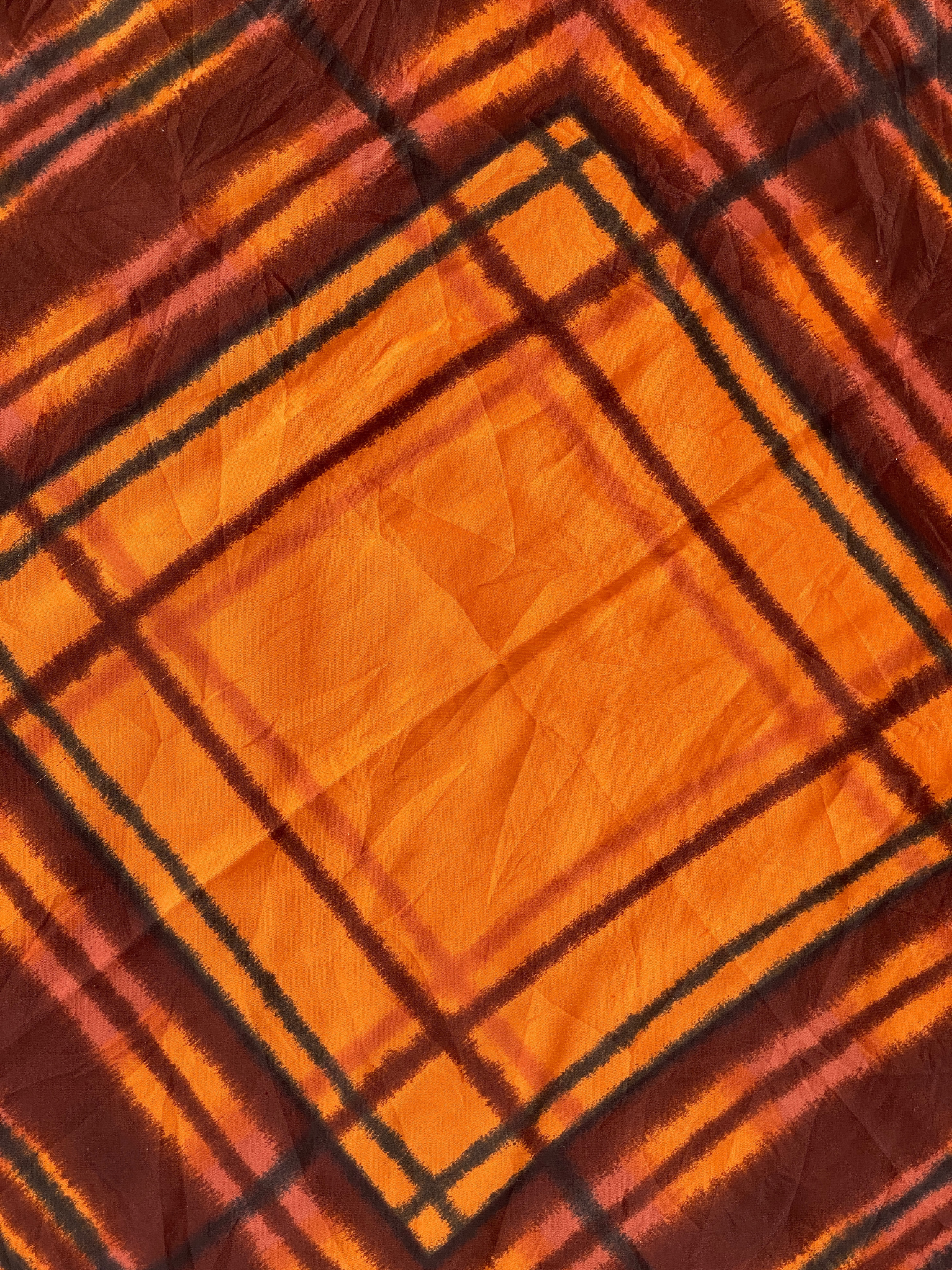 Unique Square Plaid Checkered Scarf Featuring Shades Of Brown & Orange