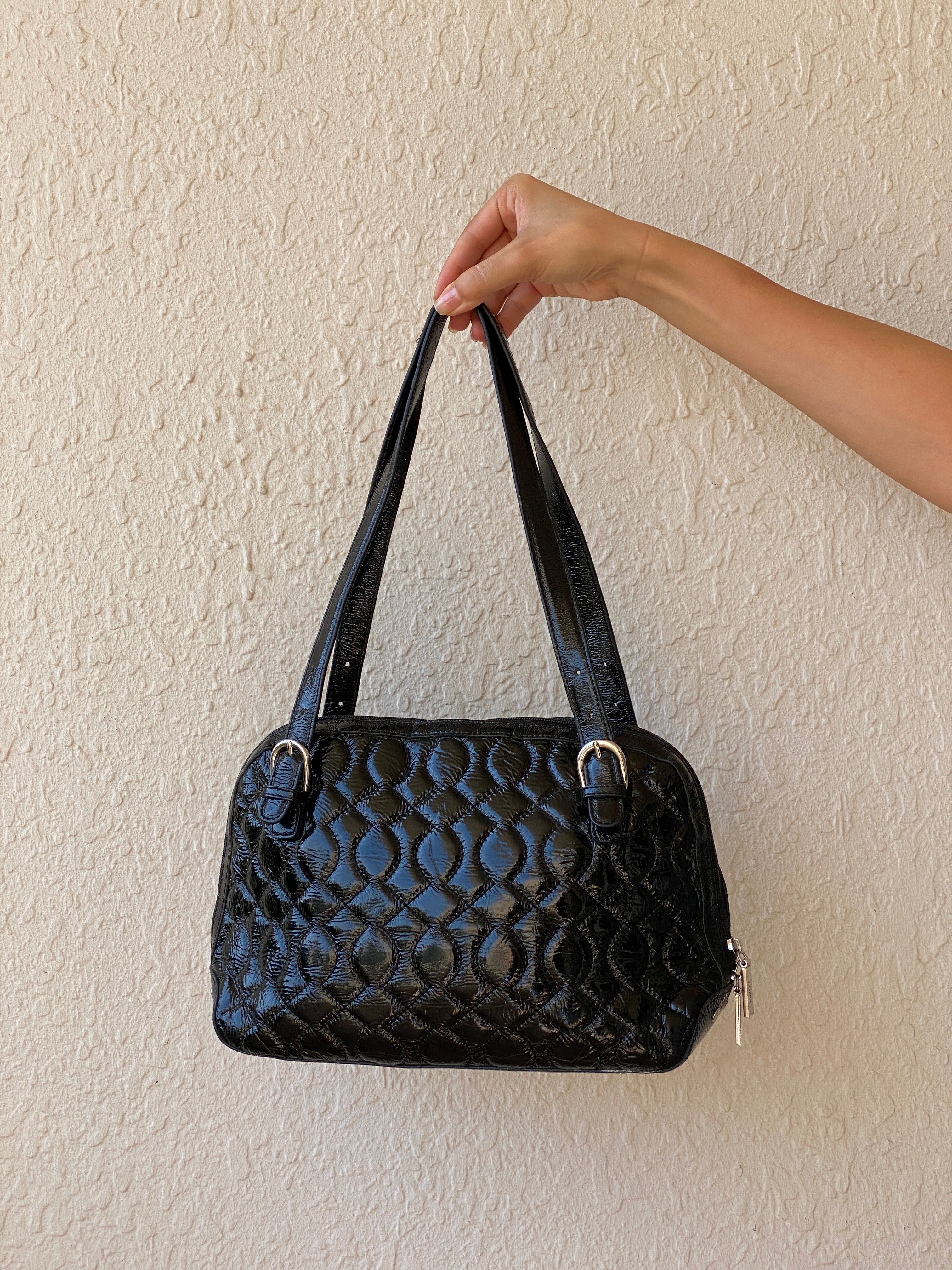 Hobo International Black Purse Patent Leather Quilted Shoulder Bag