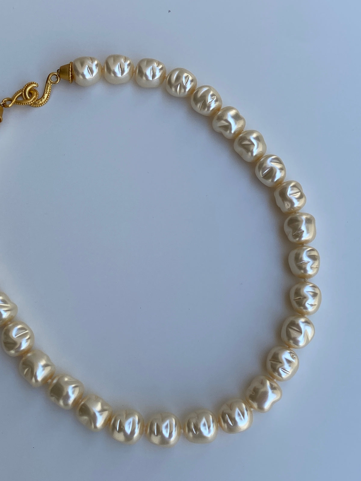 Vintage 1990s MMA USA Faux Baroque Pearl Necklace with Gold-Tone Clasp Vintage 1990s MMA USA Faux Baroque Pearl Necklace with Gold-Tone Clasp
