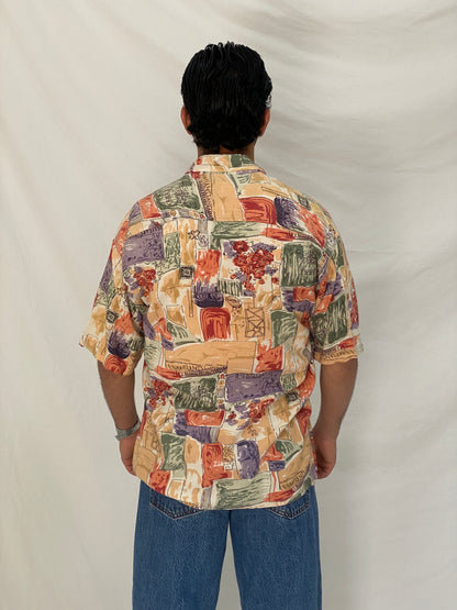 Vintage 90s MC.GORDON by Dressmann Abstract Viscose Shirt – L