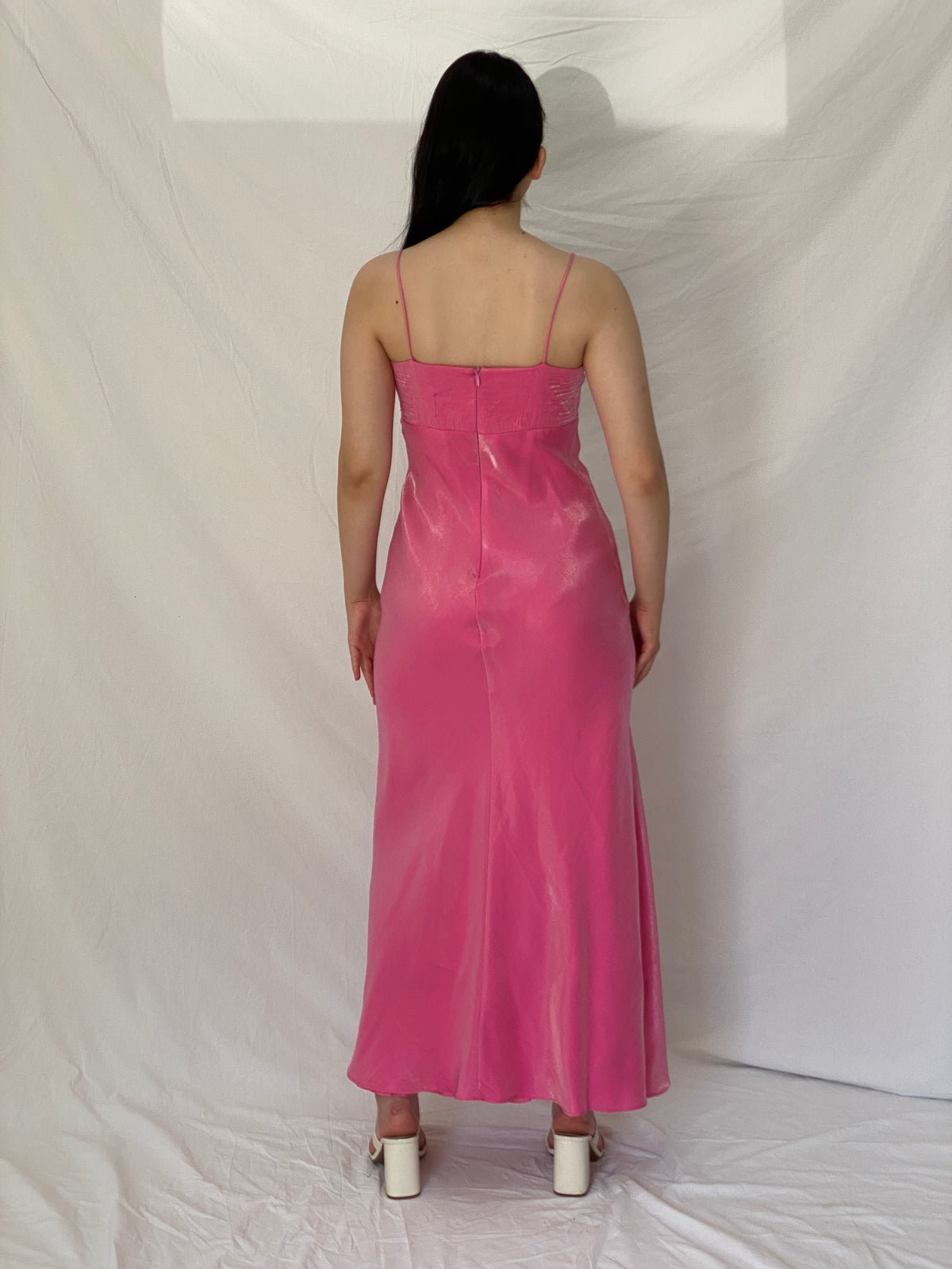 Vintage Y2K Chelsea Nites Pink Satin Prom Maxi Dress – M Vintage Y2K Chelsea Nites Pink Satin Prom Maxi Dress – M