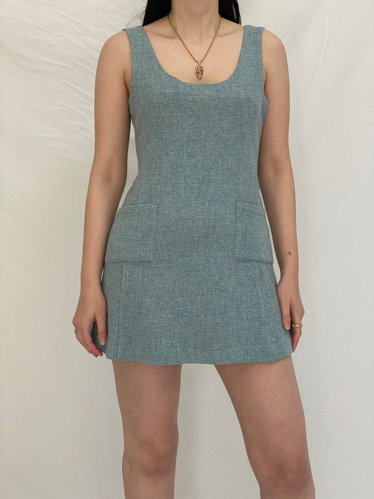 Vintage Influence de NAF NAF Wool 90s Minimal A-Line Mini Dress - M