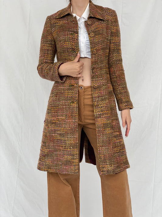 Vintage Marciano Tweed Multicolor Women’s Peacoat - S