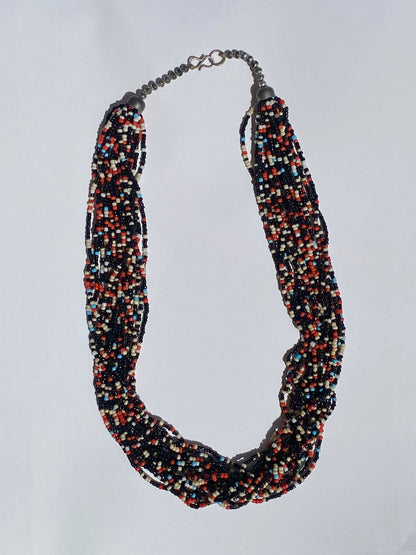 Vintage Multi-Strand Multi Color Seed Bead Statement Necklace