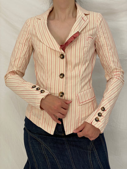 Vintage Tarmanuda by Grazia Pi Pink Striped Tailored Blazer – S