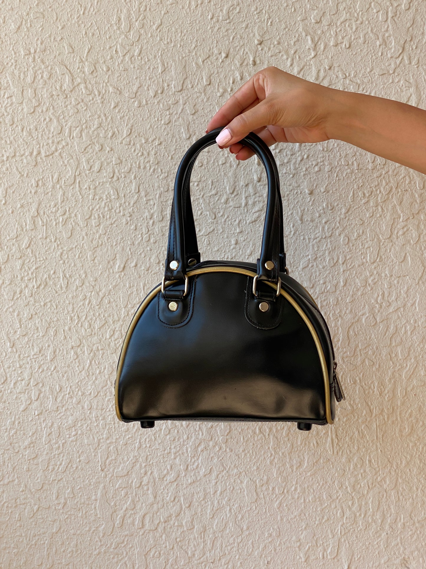 Vintage Y2K Buffalo Black & Gold Mini Bowling Bag