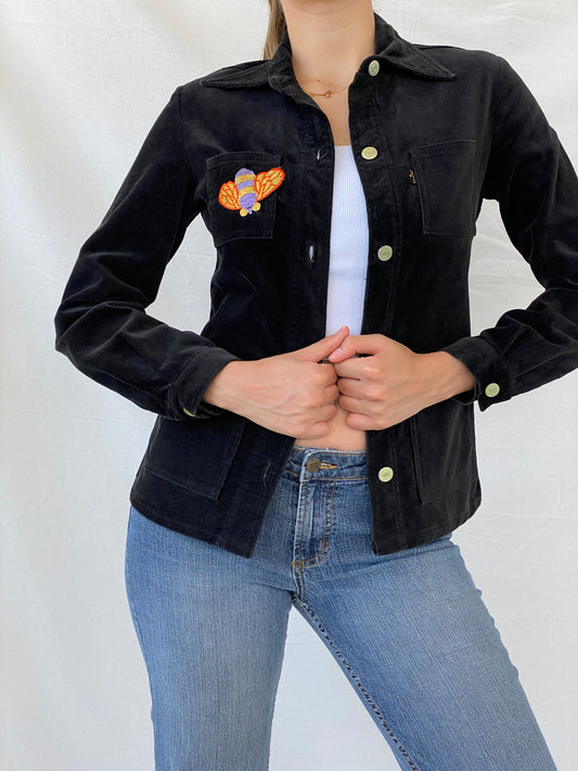 Rare 60s Vintage Miss Levi’s Gold Tab Big E Black Corduroy Blazer - M