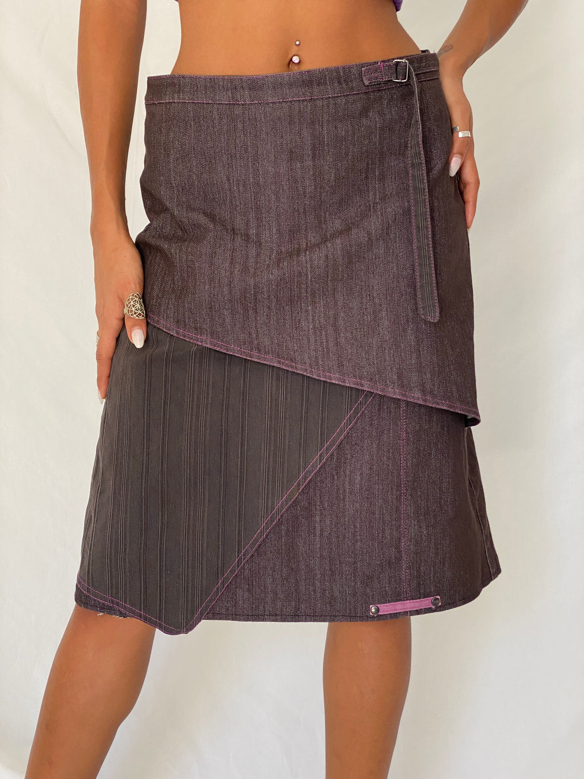 Vintage Y2K Patrice Bréal Cotton Blend Asymmetric Layered Denim Midi Skirt - M Vintage Y2K Patrice Bréal Cotton Blend Asymmetric Layered Denim Midi Skirt - M