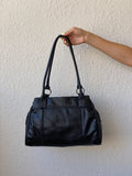 Black Genuine Leather Shoulder Bag – Spacious Everyday Tote with Multiple Pockets
