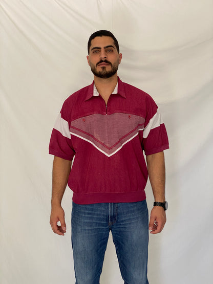 Vintage Alexxus Exclusive Burgundy Quarter Zip Polo Top Knit – L