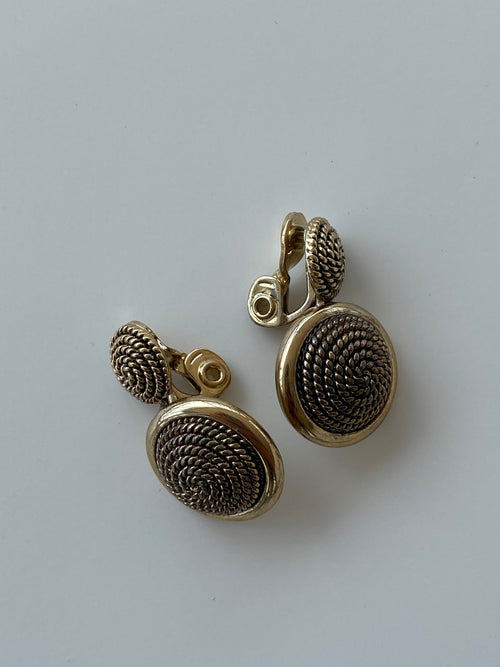 Chic Monet Bronze Beaded Round Clip On Earrings