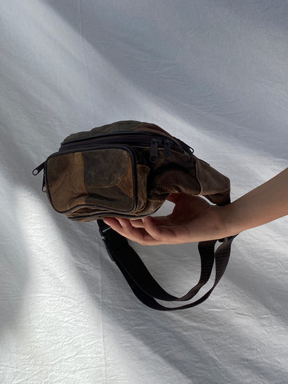 90s Distressed Leather Patchwork Fanny Pack