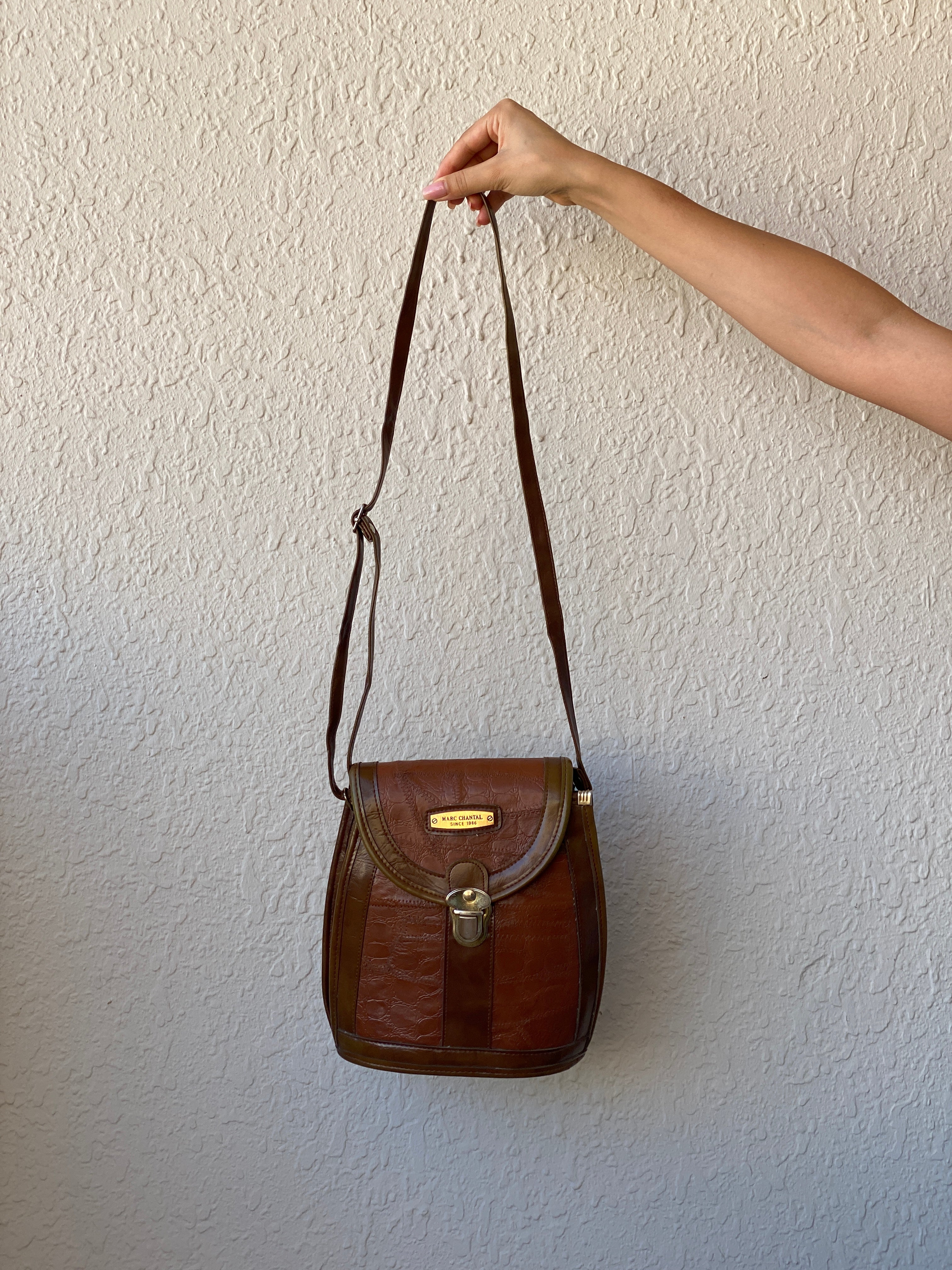 Vintage Marc Chantal Brown Leather Cross Body Bag