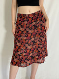 Vintage 90s Your 6th Sense Floral Red Black Paisley Boho Midi Skirt - L