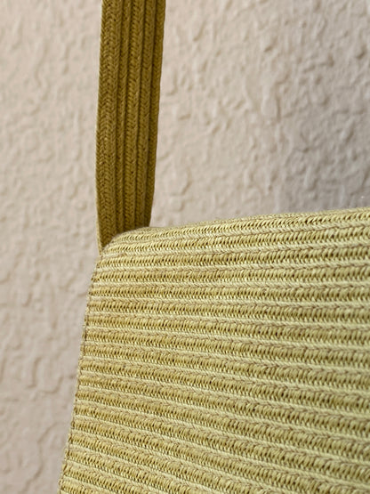 Y2K First Issue Liz Claiborne Pastel Yellow Woven Shoulder Bag - Vintage Summer Crossbody Purse