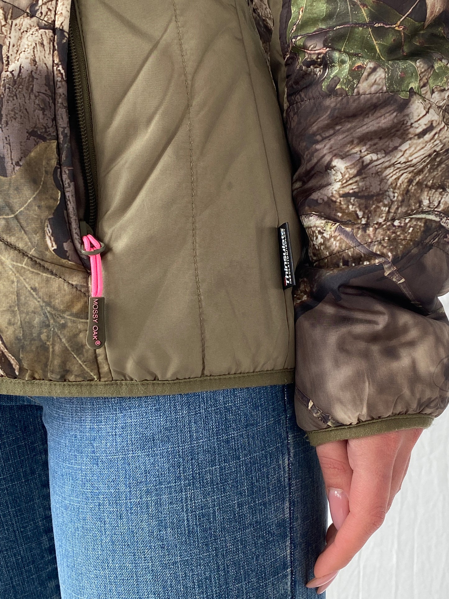 Mossy Oak Women’s Hunting Puffer Jacket with Pink Lining - S