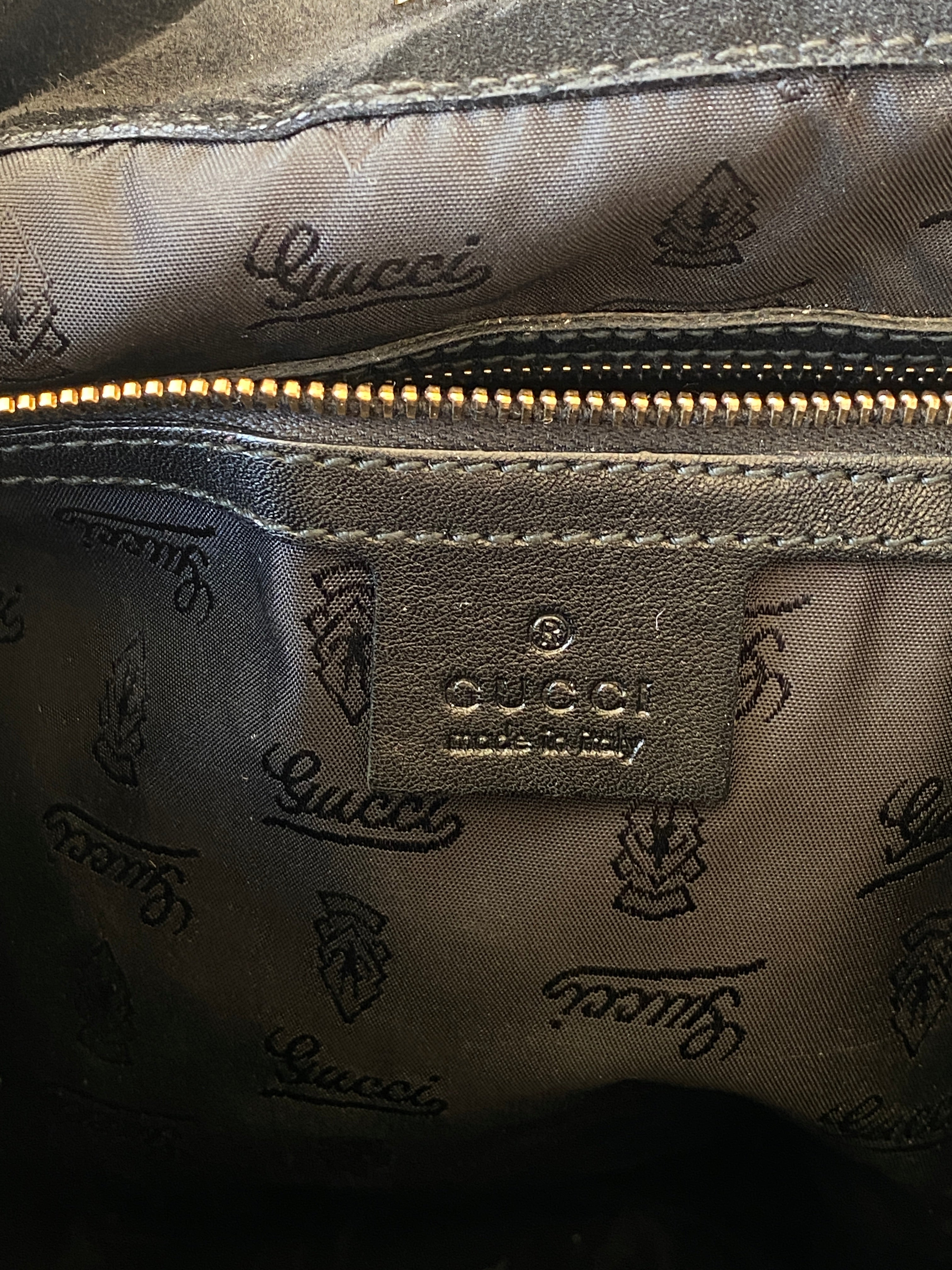 Vintage Gucci Indy Bamboo Patent Leather Black Bronze Satchel Bag