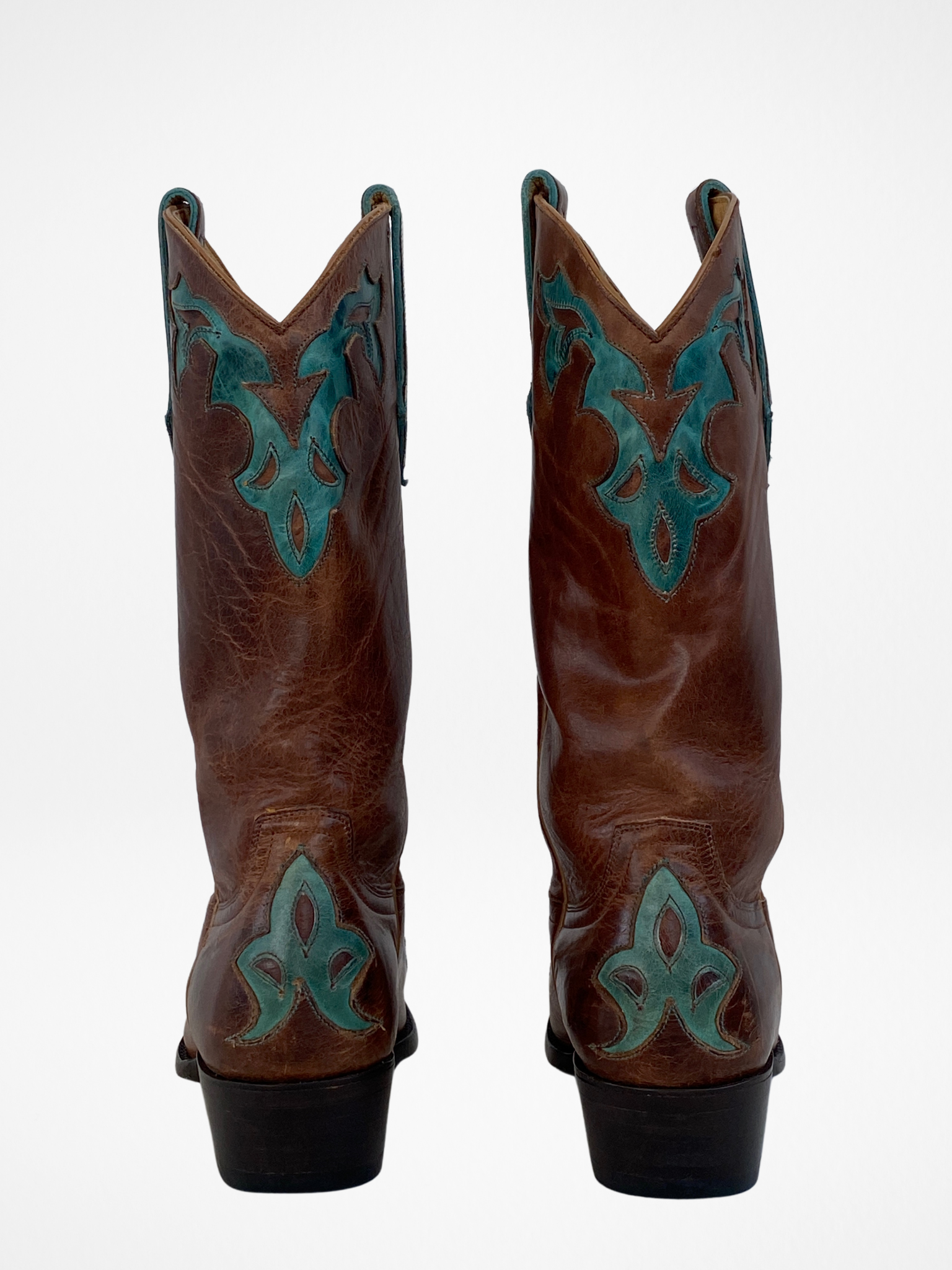 Vintage Yippee ki Yay Old Gringo Turquoise & Brown Genuine Leather Cowboy Boots - 39EUR