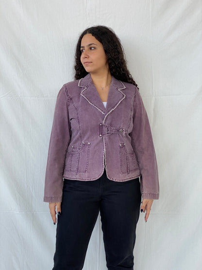 Vintage 00s Faithfull Purple Blazer Denim Like Effect - L