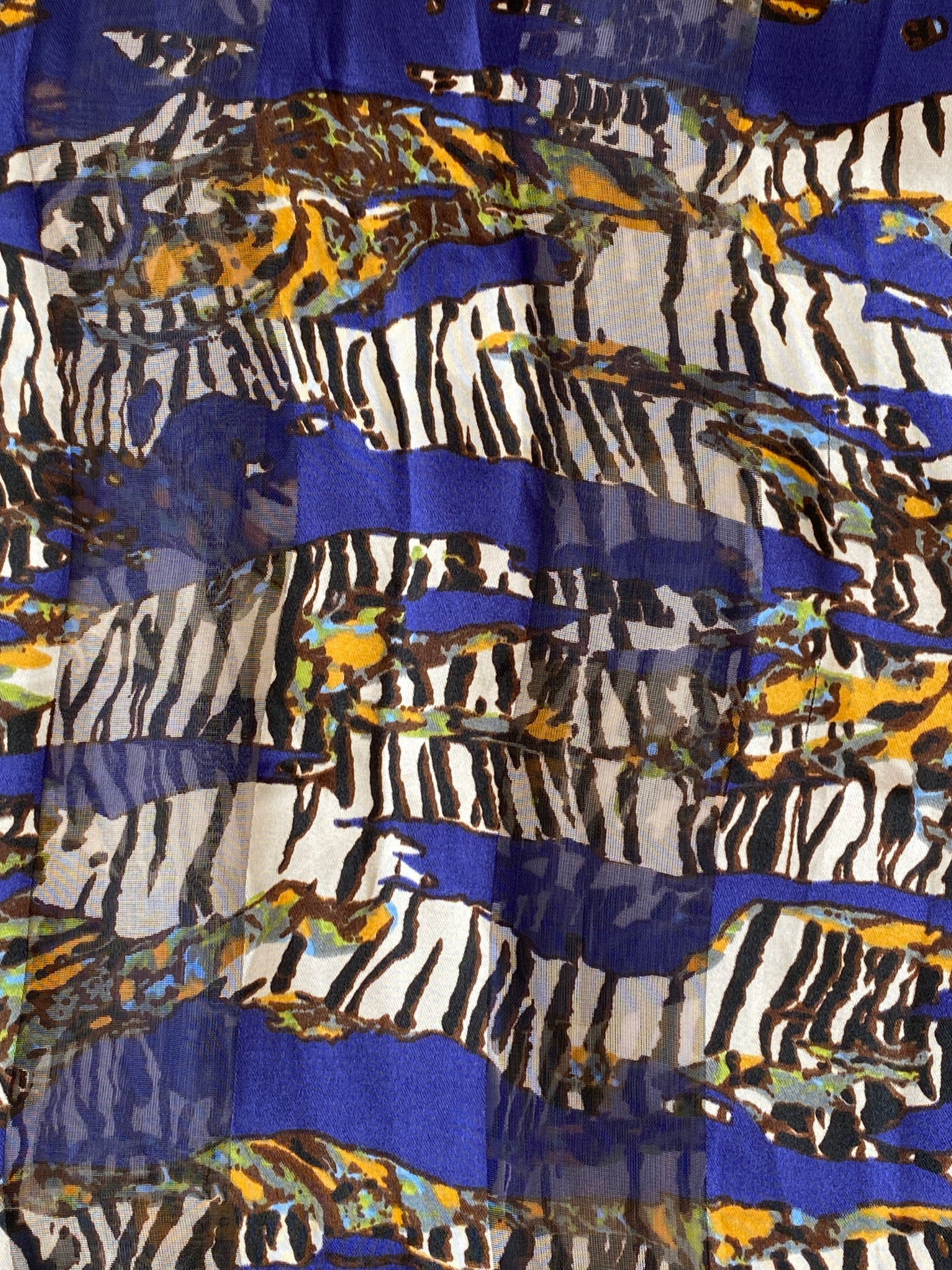 Unique Rectangular Blue Animal Print - Like Stripes Scarf