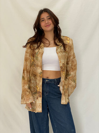 Vintage ARS Collection Sheer Floral Button-Up Shirt – XL
